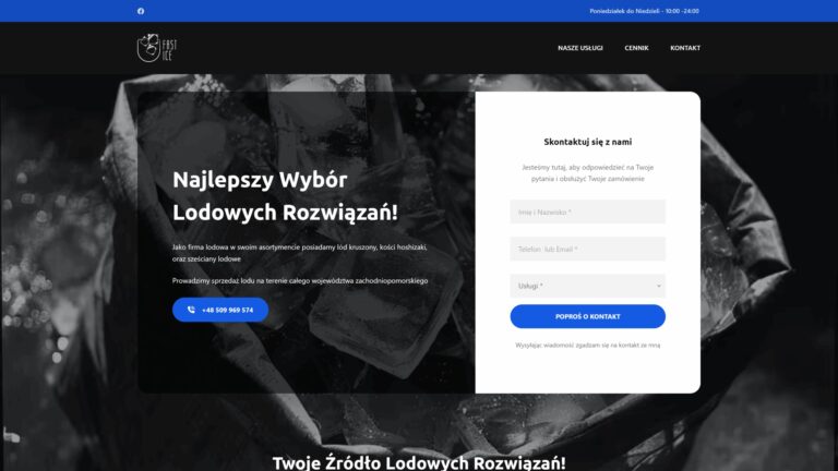 Zrzut ekranu pokazujący sekcje hero w fastice