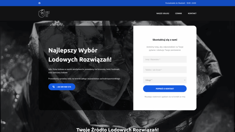 Zrzut ekranu pokazujący sekcje hero w fastice